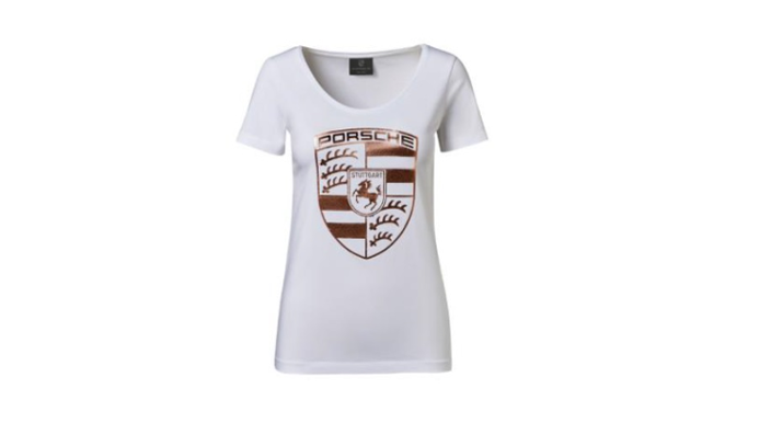 Porsche Damen T-Shirt Wappen weiß, Gr. L