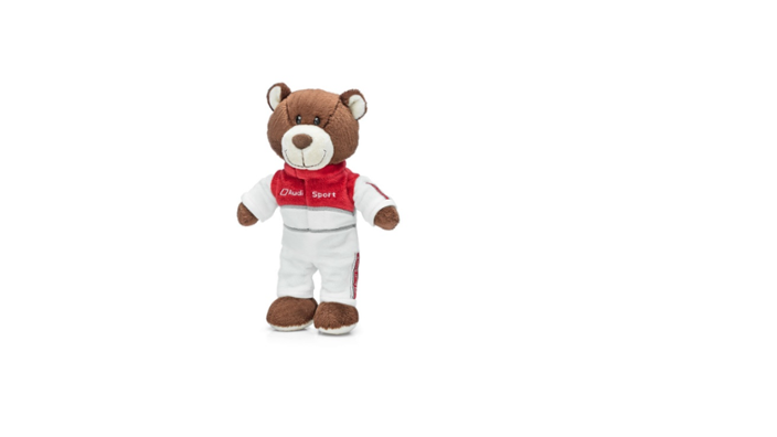Medvídek závodník Audi Sport, dětská hračka, 20 cm