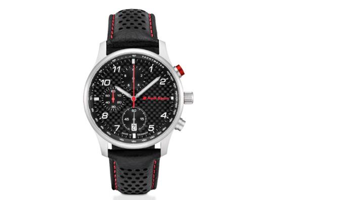 Pánské hodinky Audi Sport s karbonovým ciferníkem, černo-stříbrné