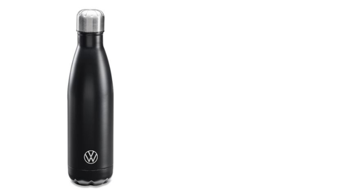 VW Edelstahl Trinkflasche, schwarz