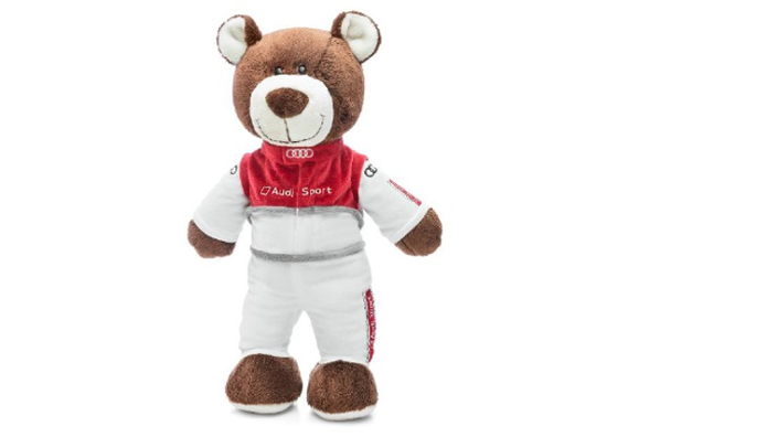 Medvídek závodník Audi Sport, dětská hračka, 40 cm