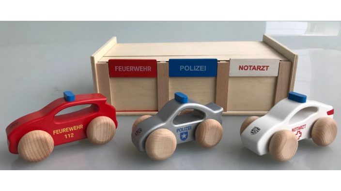 Porsche Kinder Holzautos Einsatzfahrzeuge, Set