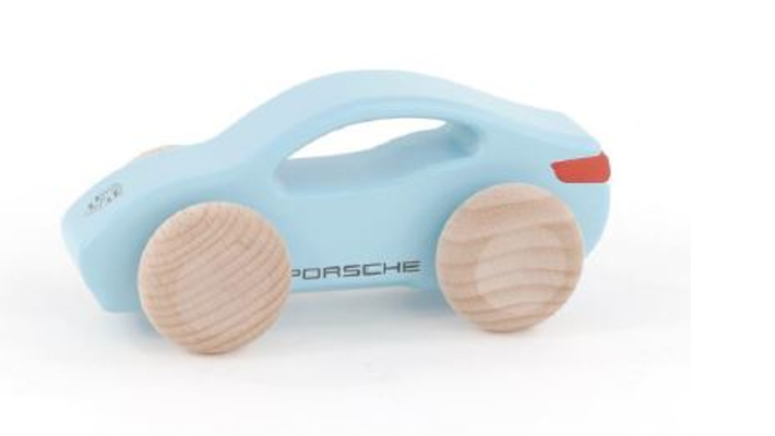 Porsche Kinder Holzauto Taycan in Frozen blue