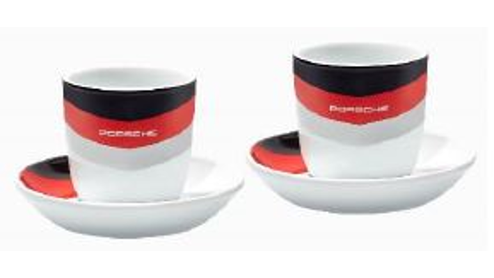 Porsche Motorsport Sammel Espressotassen Duo Nr.6 schwarz,rot,weiss