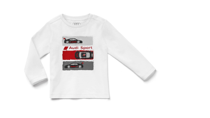 Dětské tričko Audi Sport s dlouhým rukávem, bílé