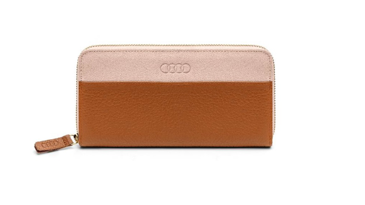 Audi Geldbörse aus Leder für Damen, Braun-Rosé