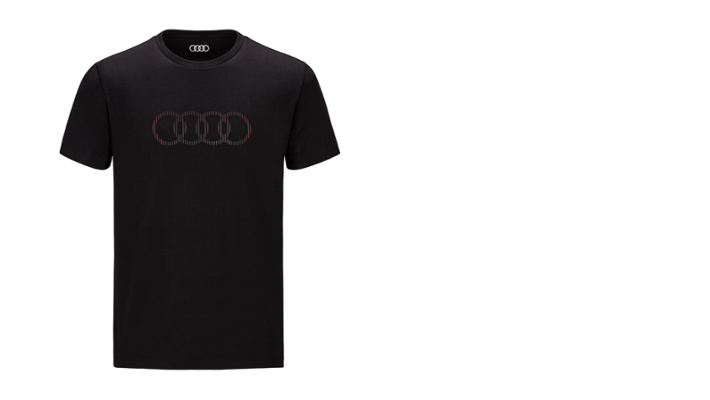 Audi T-Shirt Ringe, Herren, schwarz, Gr. L